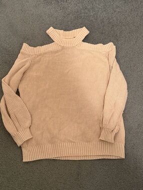 Vici Blush Cold-Shoulder Mock Neck Sweater